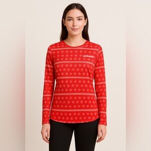 Magellan Outdoors Women’s Christmas Long Sleeve Fishing Shirt Small Red